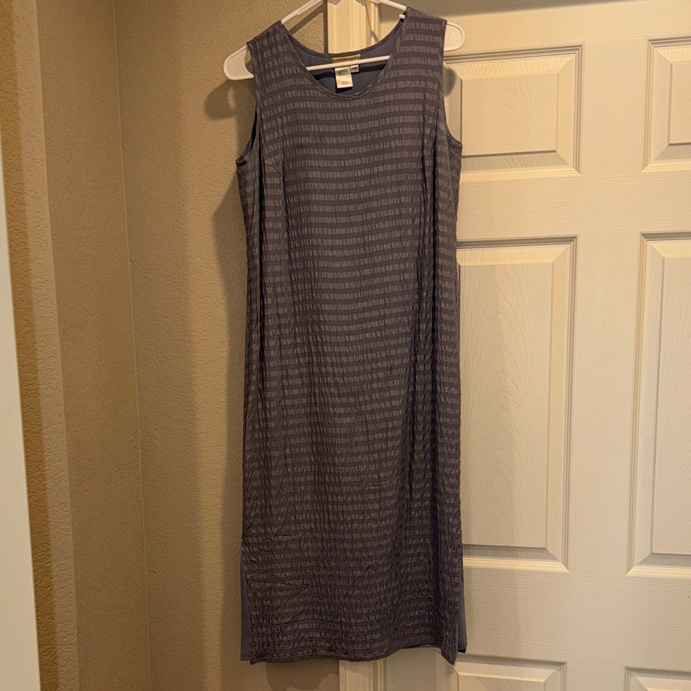 Coldwater Creek Sleeveless Dusty Blue 100% Silk Midi Dress